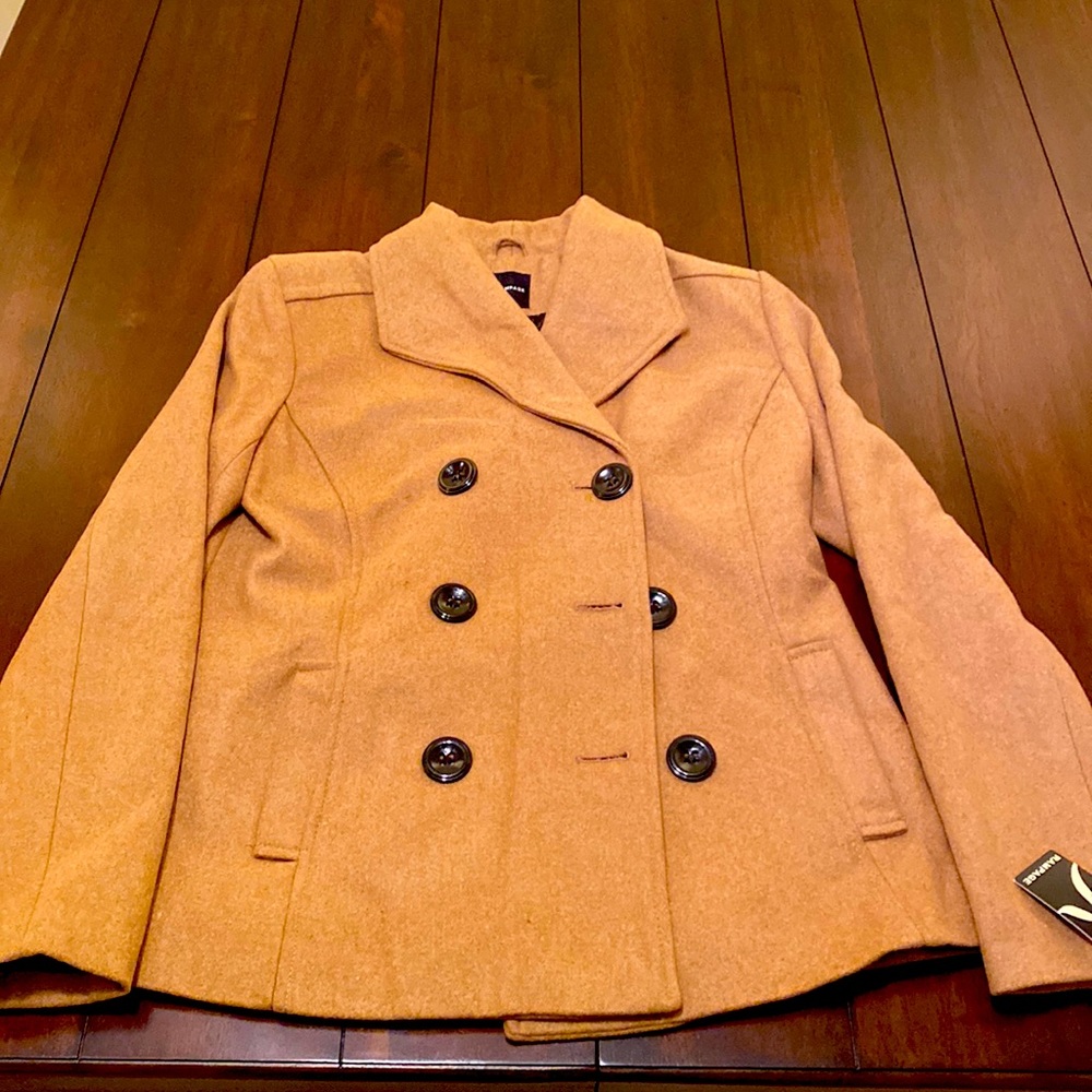 Rampage Double Breasted Pea Coat Dark Khaki Size Large